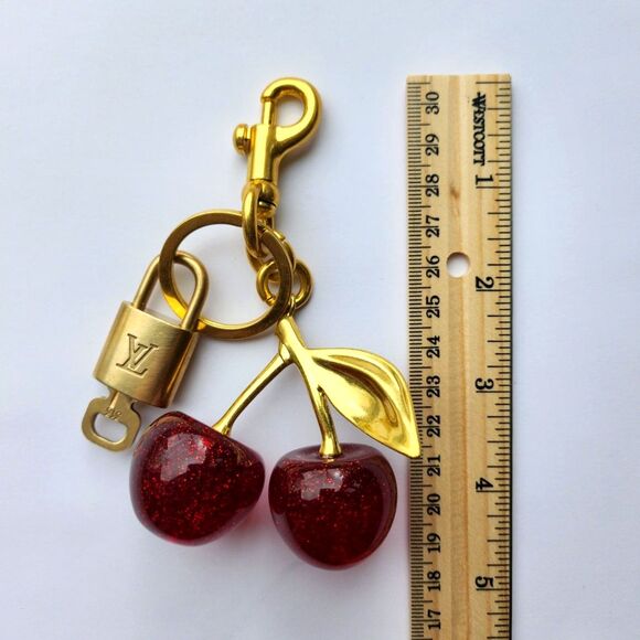 Authentic Louis Vuitton Lock Set with Non-Branded Cherry Key-Chain/Purse-Charm - Picture 3 of 4